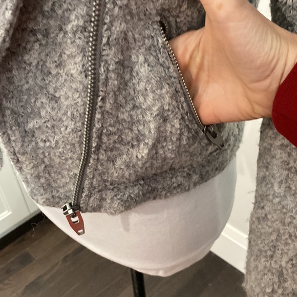 H&M Grey Wool Moto Crop Jacket - Picture 11 of 15
